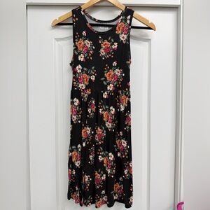 Maurices Black Floral Midi Dress with Pockets